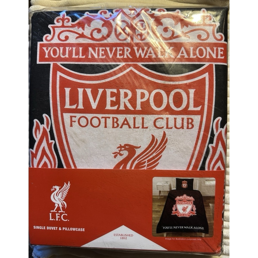 Liverpool FC Single Duvet + Pillow Case Set Tone Club Crest Football Bedding NIB